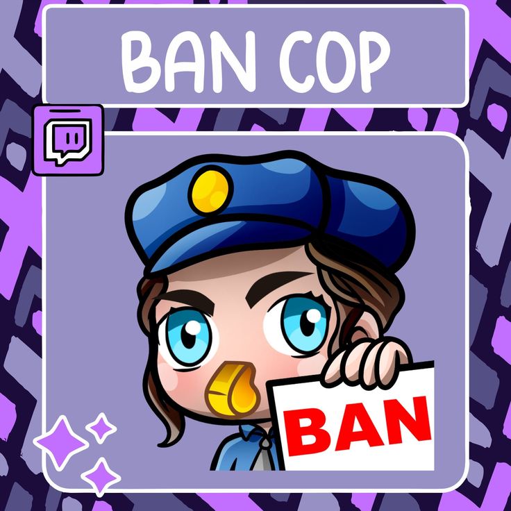 a cartoon character holding a sign with the word ban cop on it's side