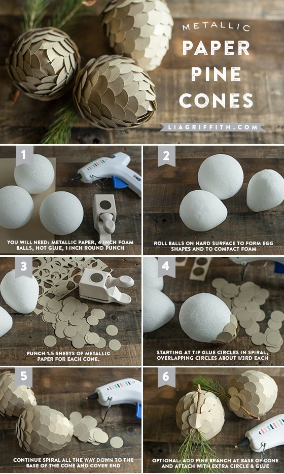 instructions to make paper pine cones for christmas decorations