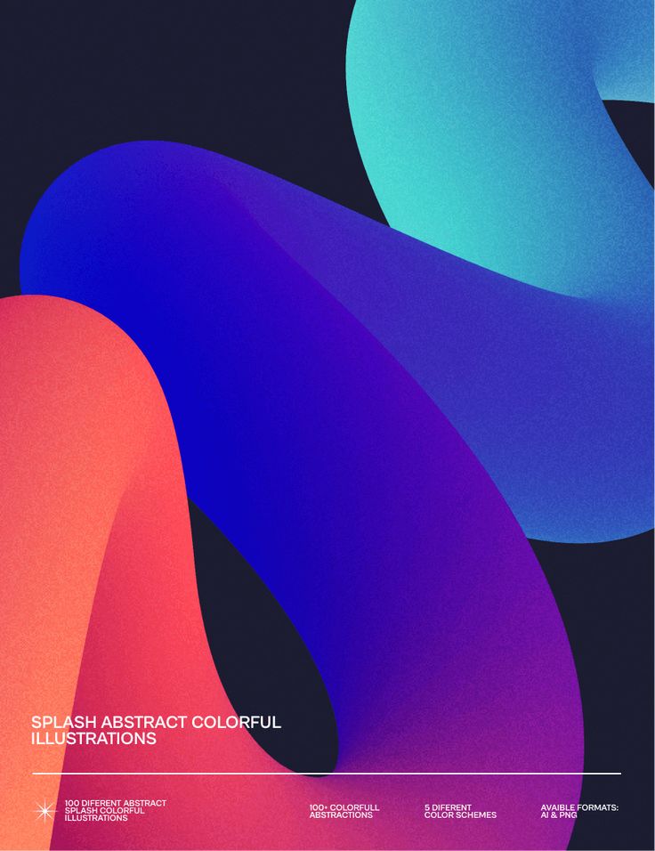 an abstract poster with blue, pink and orange curves on it's sides in black background