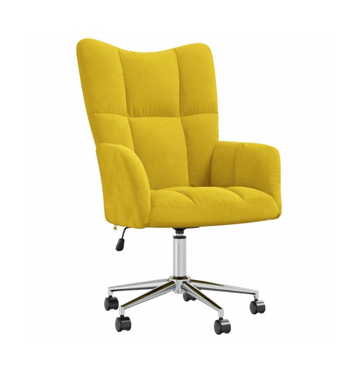 a yellow office chair with wheels and casteors