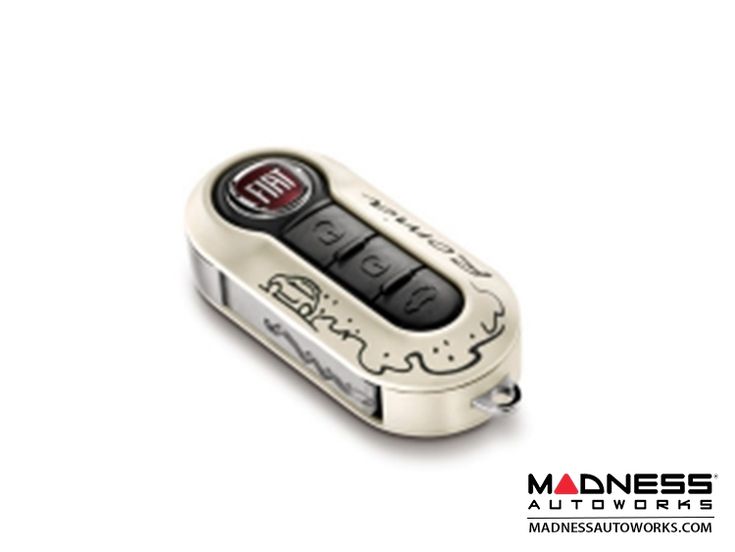 an image of a car key fobl with the word's logo on it