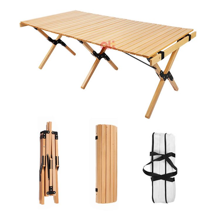 the folding table is ready to be used as a picnic table