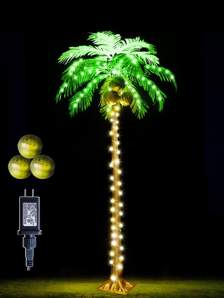 PRICES MAY VARY. 【Prelit Palm Tree with 3 Coconuts】 The palm tree is designed by brown straight trunk and green palm fronds with 148 LEDs lights.The 3 coconuts attached to makes it more natural. This coconut tree can add some tropical style to your patio,pool, Hawaiian party, tiki bar, Palm Sunday, St Patricks day, Christmas decoration, etc. 【Artificial palm tree for Outside & Inside Decor】Artificial palm tree is powered by 4.5V low voltage adaptor, which is more safe and friendly. Designed with Tropical Christmas Decorations, Palm Tree Lights, Bar Indoor, Hawaiian Travel, Pool Beach Party, Green Led Lights, Tiki Bar Decor, Prelit Tree, Patio Pool