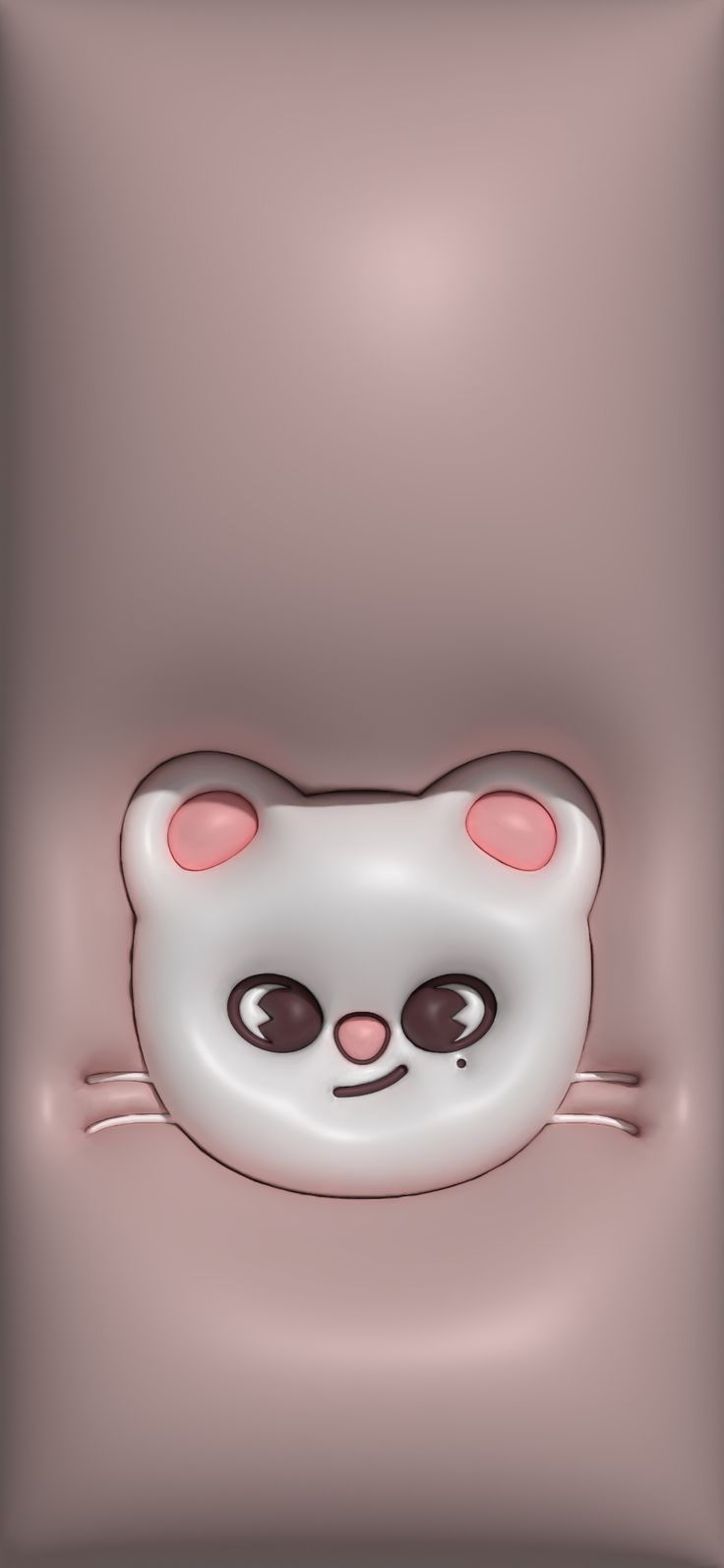 an animal with pink eyes is in the middle of a square frame, which has been made to look like it's smiling