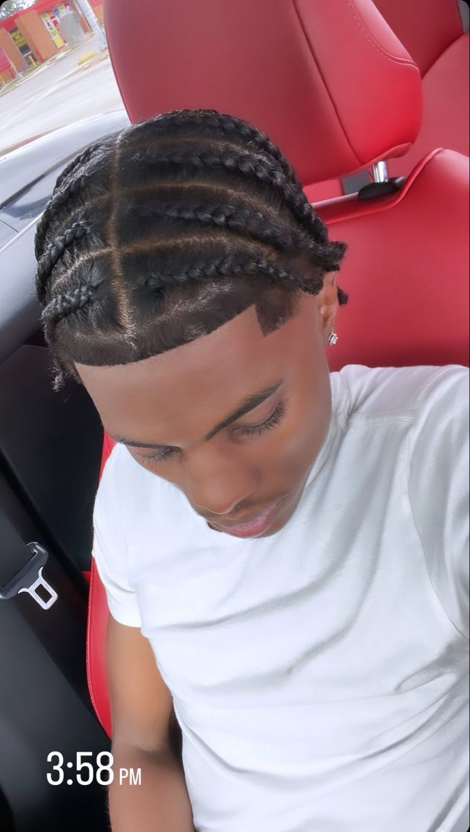 Braids Hairstyles For Men Black, Asian With Braids Men, Short Male Braids, Drop Braids For Men, Cornrow To The Side, 4c Braided Hairstyles Men, Sideway Cornrow Hairstyles, Hair Plaits For Men, Short Hair Braids Men Black