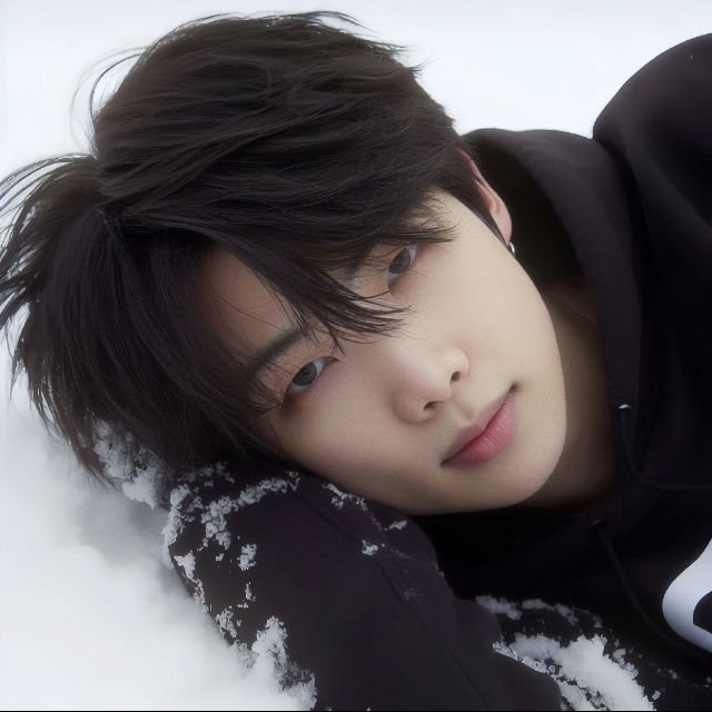 a young man laying in the snow with his eyes closed