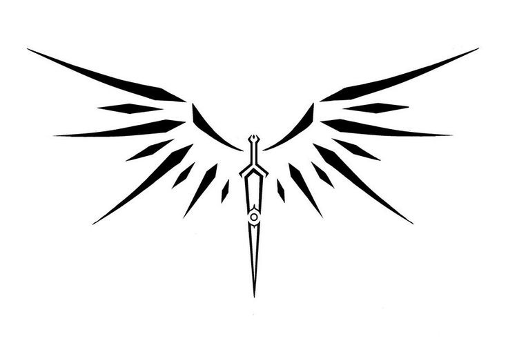 Winged sword Single Line Animal Tattoo, Fantasy Crest, Fantasy Symbols, Wings Symbol, Sd Logo, Tato Flash, Fantasy Logo, Tato Minimal, Cool Symbols