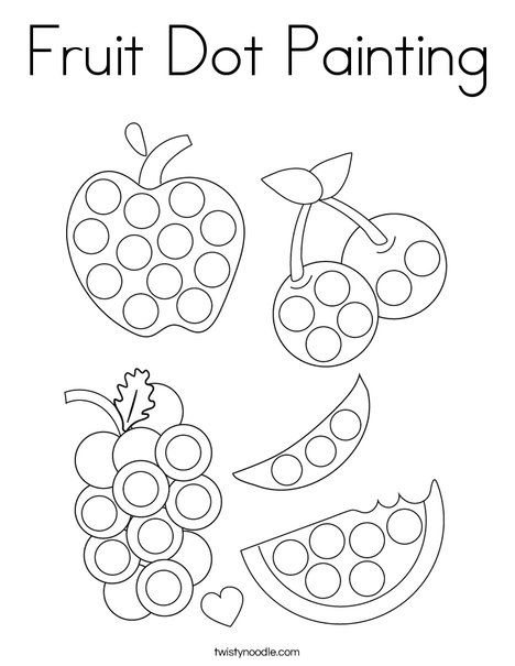 the fruit dot painting worksheet for kids to learn how to draw and color