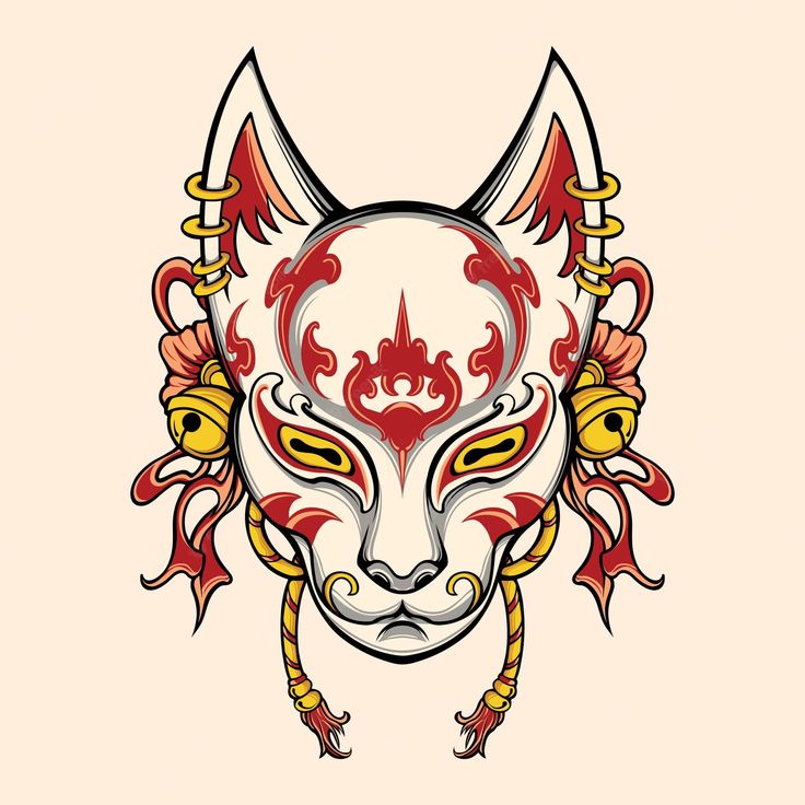 Japan Mask Art, Japanese Mask Drawing, Kitsune Mask Design, Oni Mask Drawing, Kitsune Mask Tattoo, Japanese Kitsune Mask, Japan Mask, Japanese Mask Tattoo, Japanese Oni Mask