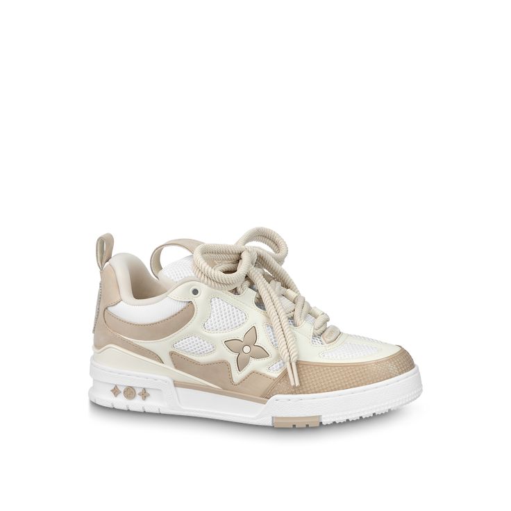 LOUIS VUITTON® - Lv Skate Sneaker - Beige Luxury Modern Slip-on Sneakers For Streetwear, Luxury Leather Air Jordan 4 With Cushioned Footbed, Lv Skate Sneaker, Zapatillas Louis Vuitton, Louis Vuitton Sneakers, Beige Sneakers, Lv Shoes, Mens Designer Shoes, Luxury Sneakers