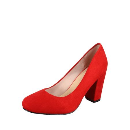 This style Runs a little large Round toe front Slip On Low Heel Patent or Faux suede material Rubber sole Finished with lightly padded insole Heel Height: 2.75' (approx) Size: 8.5.  Color: Red.  Gender: female.  Age Group: adult. Low Heel Wedges, Slip On Pumps, Round Toe Shoes, Casual Dress Shoes, Lace Up Wedges, Pump Dress, Suede Material, Espadrille Shoes, Shoe Style