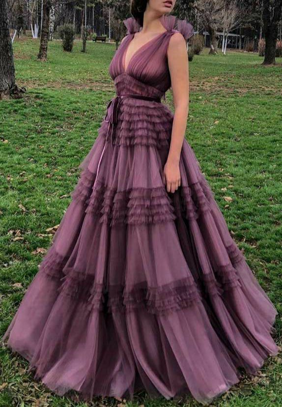 Teuta Matoshi, Tulle Prom Dresses, Dream Dresses, Dusty Purple, Formal Party Dress, A Line Prom Dresses, Tulle Prom Dress, Floor Length Dresses, Trendy Clothes For Women