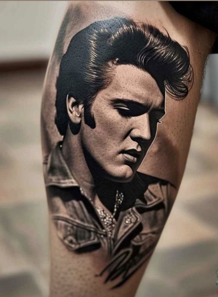 elvis presley tattoo on the leg