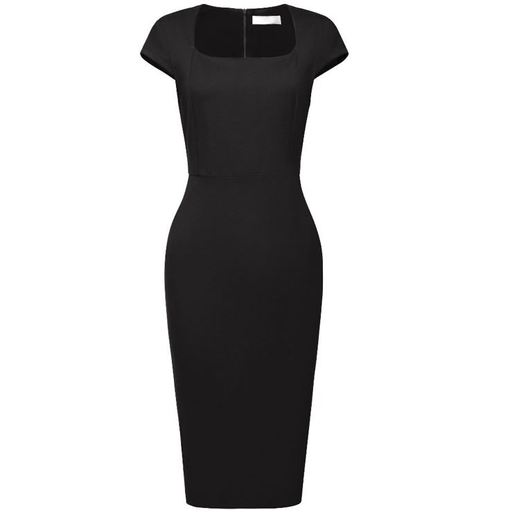 This dress can be a perfect addition to almost any outfit from formal to daily wear, great for work, meetings, office, businesses, work, parties, cocktails, weddings, casual, daily dressing, etc. Pair with high heels for a chic office look. Comfortable and versatile, this pencil dress is perfect on its own or as a layer under a blazer. Law Work Outfits, Office Dress Aesthetic, Chic All Black Outfit Work, Black Business Casual Dress, Black Work Dress Outfit Office Wear, Work Appropriate Dresses, Office Siren Clothes, Formal Dresses Office, Work Dresses For Women Office Outfits