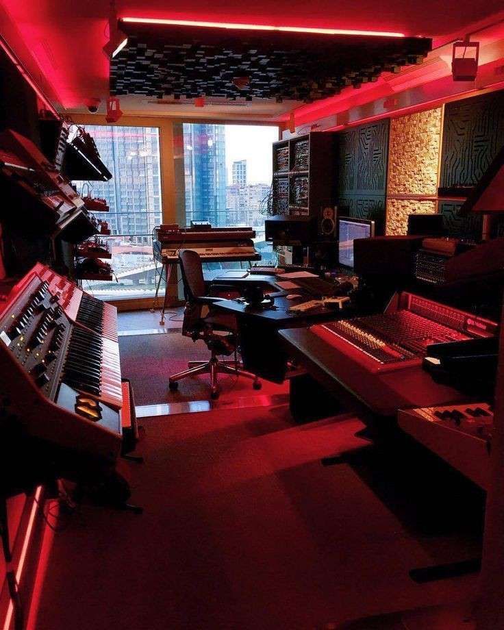 a room filled with lots of musical equipment