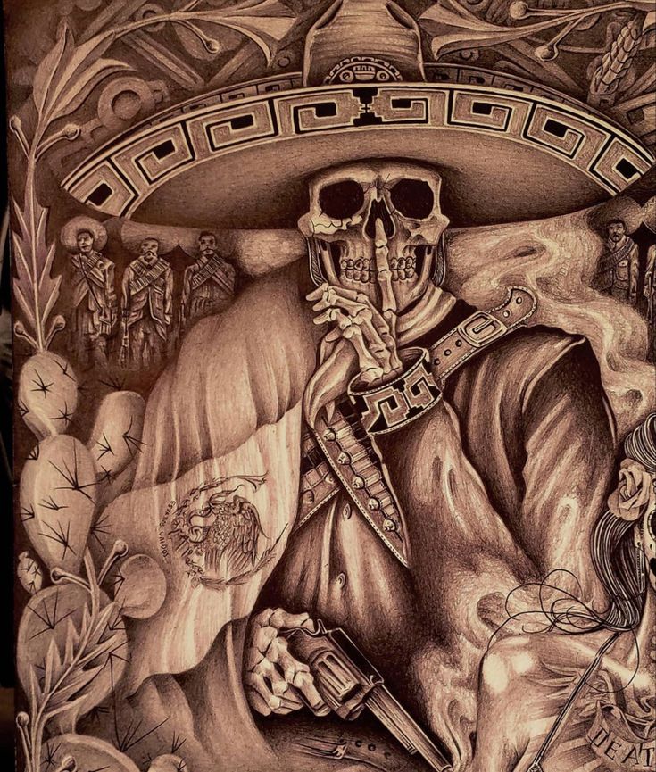 Mexico Back Tattoo, Mexican Gunslinger Tattoo, Mexican Cultural Tattoos, Mexican Soldier Tattoo, Spaniard Tattoo, Charro Skull Tattoo, Charro Tattoo Mexican, Charro Tattoo Design, Aztec Warrior Tattoo Men