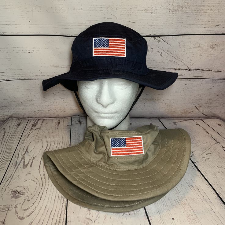 Excited to share this item from my #etsy shop: Patriot Boonie hat    Boonie hat with embroidered flag    Aussie hat  Personalized Hat / Custom Text / Custom Embroidery #booniehats #embroideredmemories #4thofJuly Military Style Brimmed Sun Hat For Outdoor, Adjustable Brimmed Military Sun Hat, Mens Visor, Aussie Hat, Adjustable Windproof Military Hat, Adjustable Military Bucket Hat, Adjustable Military Bucket Hat For Camping, Womens Visor, Hiking Hat