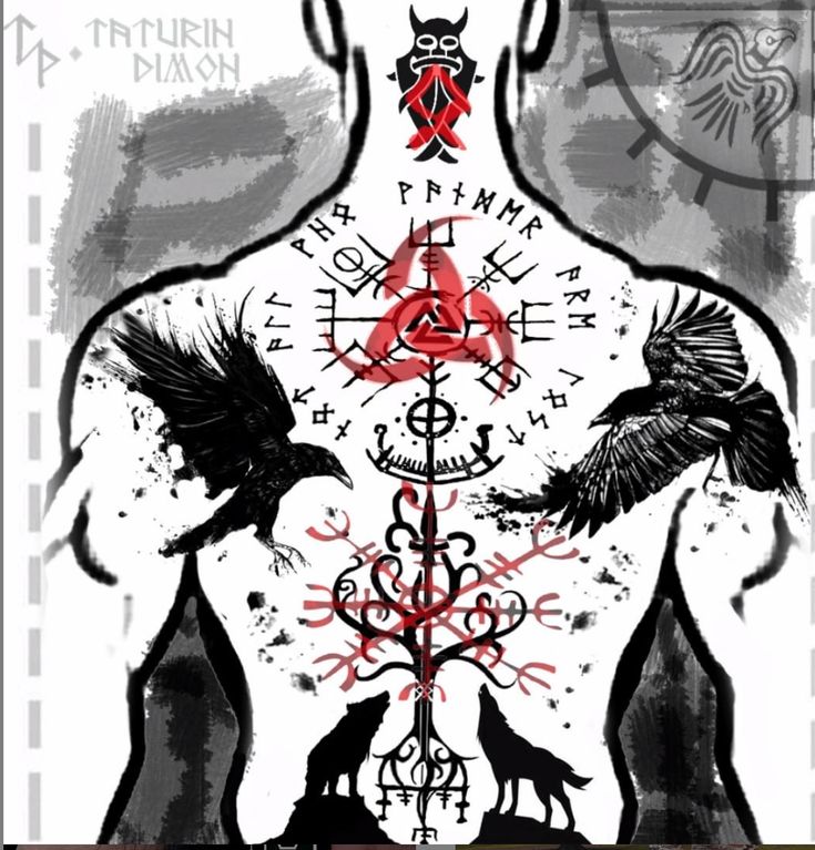 the back of a man's torso with two birds on it and an arrow in his chest