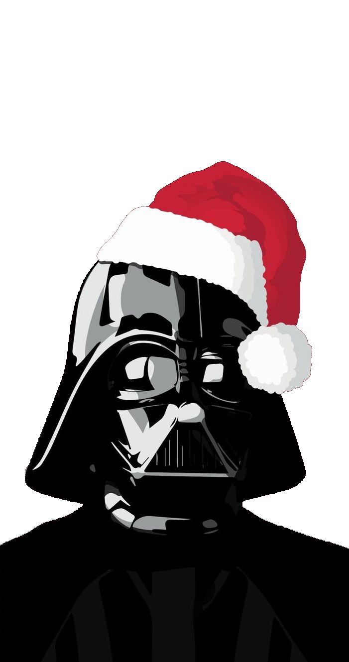 a darth vader with a santa hat on it's head is shown