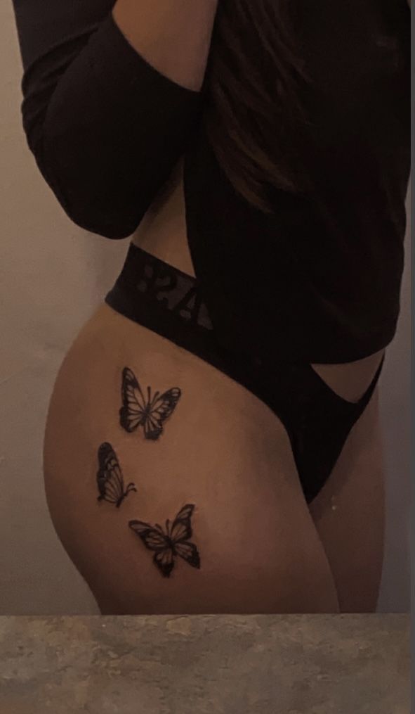 You know what's worse than having a messed up tattoo design on your skin forever? Getting called out about that epic fail online. Butterfly Tattoo On Buttcheek, Thigh Tattoos Women Butterflies, Butterfly Tattoo Side Ribs, Butterfly Leg Tattoo Thighs, Pelvis Tattoo, Simple Tattoo Ideas For Men, Butterfly Thigh Tattoo, Simple Tattoo Ideas, Butterfly Tattoos For Women