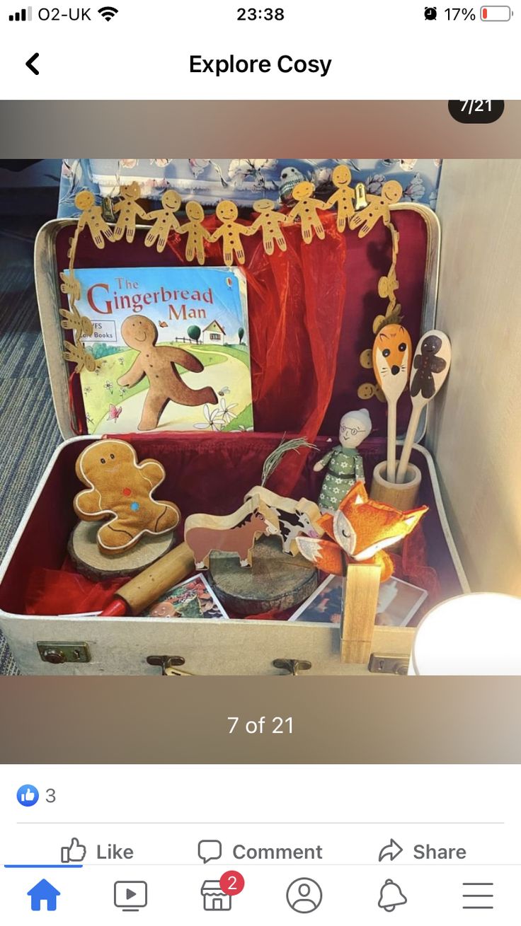 an open suitcase filled with toys and books