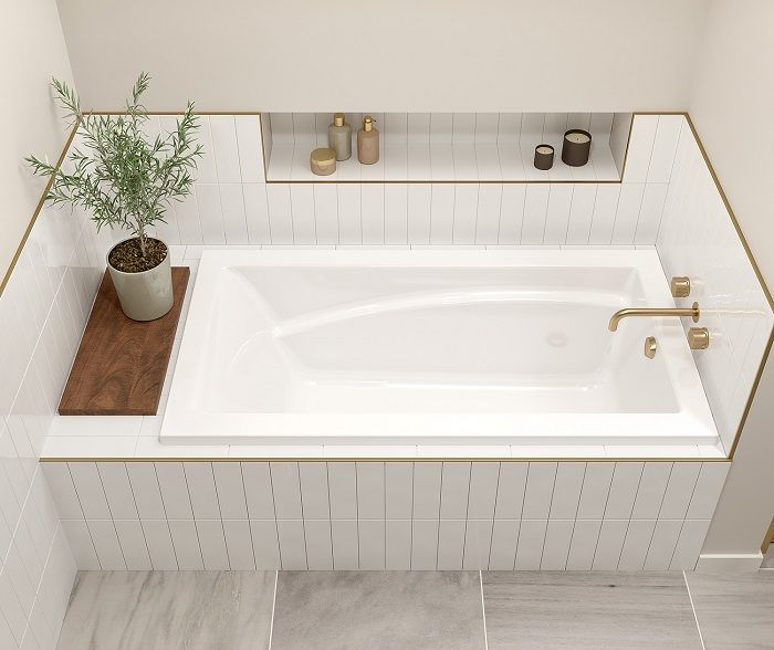 Drop In Tub Surround, Drop In Tub Ideas, Bathroom Design Styles, Drop In Tub, Faucet Installation, Drop In Bathtub, White Tub, Access Panel, Corner Tub