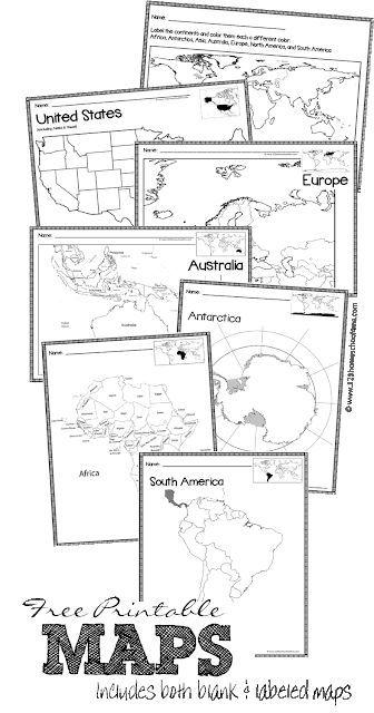 the map worksheet is shown with four different maps