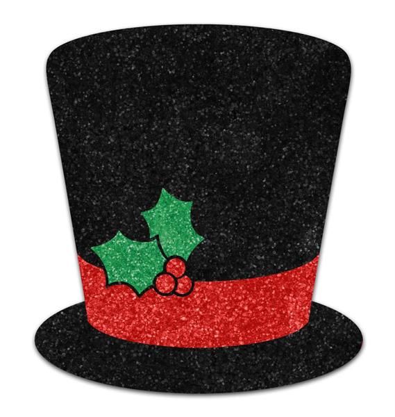 a black top hat with holly berries on it