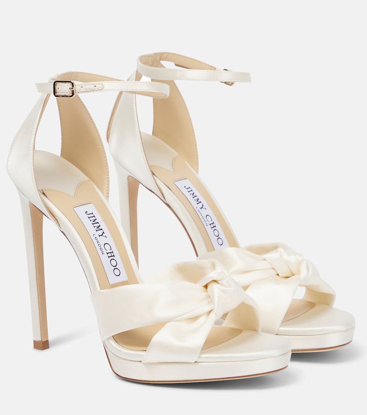 Rosie 120 satin sandals in white - Jimmy Choo | Mytheresa Jimmy Choo Wedding Shoes, Dr Shoes, Jimmy Choo Heels, Wedding Heels, White Heels, Carrie Bradshaw, Jimmy Choo Shoes, Sandals For Sale, Pretty Shoes