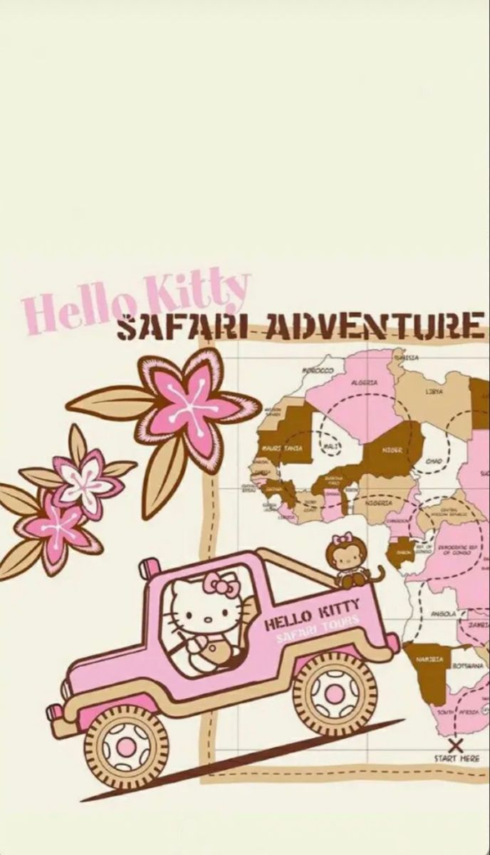 hello kitty safari adventure map with pink jeep