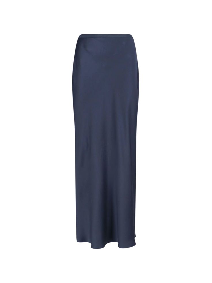 Anine Bing maxi sheath skirt in navy blue silk with hidden side zip closure, and straight hem. Composition: 100% Silk Sheath Skirt, Margiela Shoes, Anine Bing, Made Clothing, Blue Silk, Yoga Wear, American Women, After Dark, Black Silk