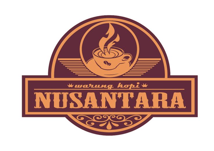 the logo for a coffee shop with an image of a cup of coffee on it