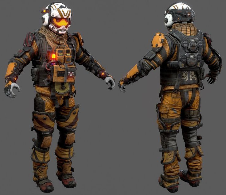 two different views of the same person in space suits, one with an orange light on his face