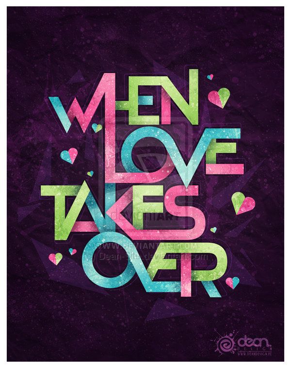 the words men love takes over are painted in bright colors on a purple background with hearts