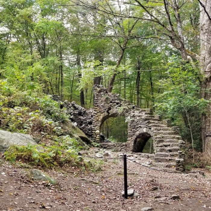 an old stone tunnel in the woods