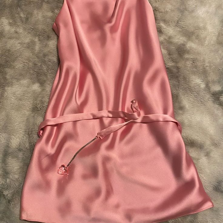 Never Worn Women’s Zara Pink Satin Dress With Attached Belt With Dangling Heart Sz Small Feminine Silk Sleep Dress, Elegant Pink Sleep Dress, Zara Pink Daywear Dress, Zara Pink Dress For Daywear, Feminine Mini Sleep Dress, Zara Pink Sleeveless Slip Dress, Zara Pink Slip Dress For Spring, Pink Zara Slip Dress For Spring, Feminine Zara Sleeveless Slip Dress