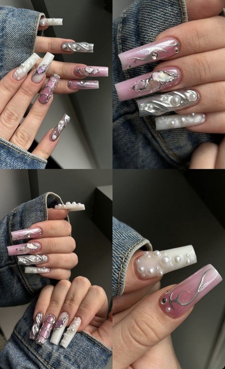 Long Crazy Nails, Crazy Nails Ideas, Wife Nails, Nails Collection, Punk Nails, Goth Nails, Edgy Nails, Grunge Nails, Glow Nails