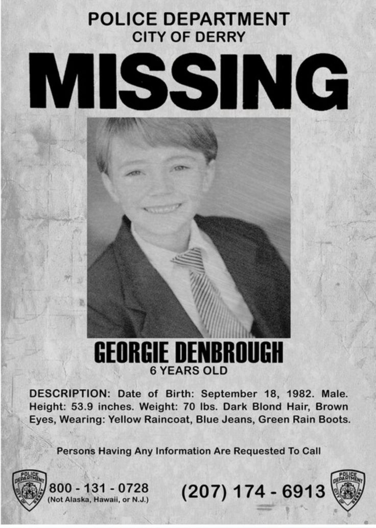 the missing poster for george denbrough