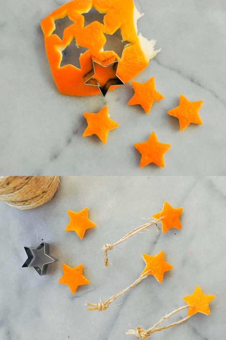 some orange stars are laying on the table