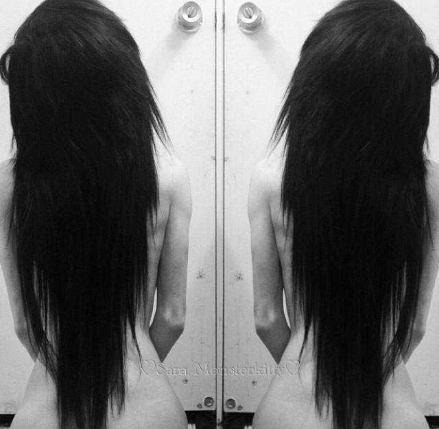 Black. ♥ Black Emo Hair, Scene Hair Long, Long Scene Hair, Emo Haircuts, Emo Scene Hair, Emo Hair, Flat Twist, Hair Stylies, Sisterlocks