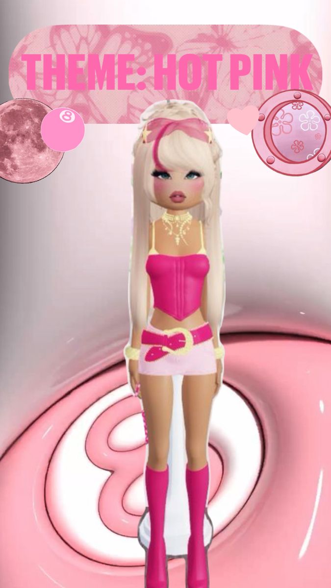 @slaygurl💗💓💞💕 Theme Dress, Hot Pink Dresses, Pink Themes, Roblox Roblox, Food Themes, Cute Art Styles, Pink Outfit, Pink Dress, Fashion Art