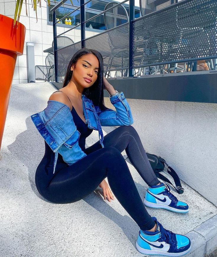 Blue Bodysuit Outfit, Jumpsuit Outfit Black, Girl Outfit Ideas, Jordan 1 Blue, Nike Dresses, Body Suit Outfits, Flawless Beauty, Causual Outfits, Cute Swag Outfits