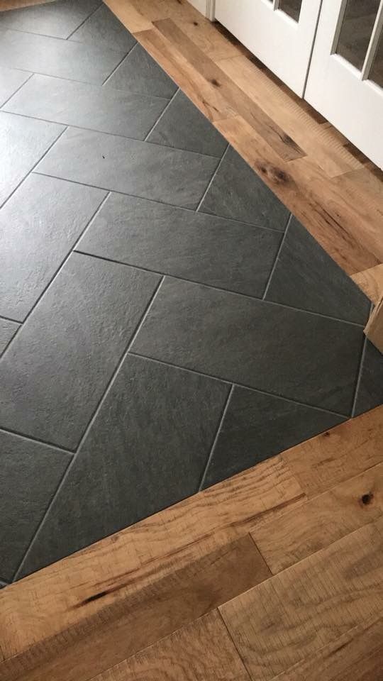 a kitchen floor that has been laid out