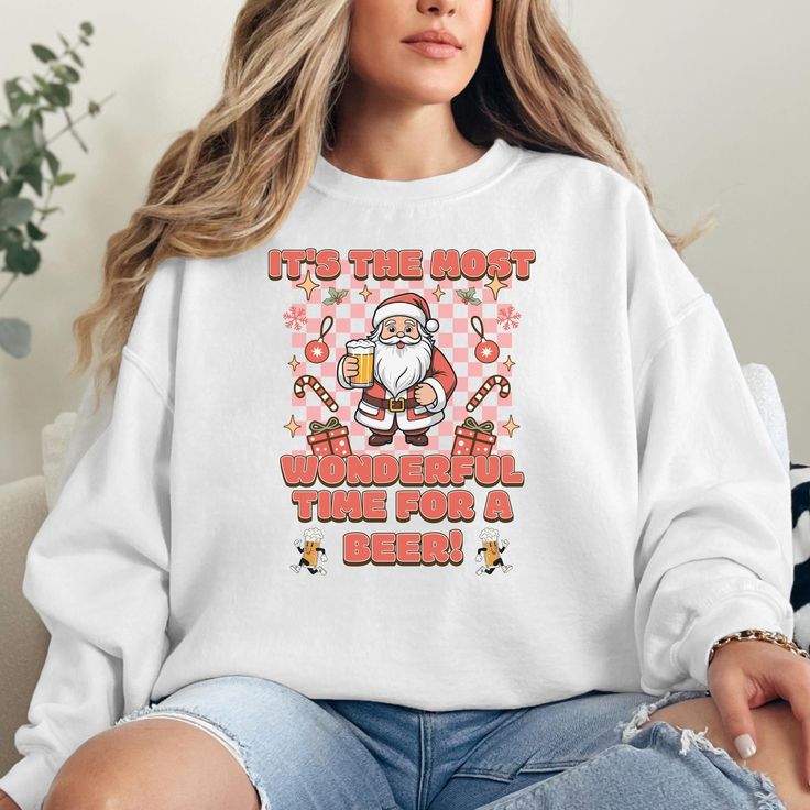 Celebrate the holidays with this Funny Christmas Sweatshirt that will bring a smile to any beer lover! Featuring a playful design of Santa and a fun pun, this cozy Punny Christmas Gift is perfect for those with a love for sarcastic humor and festive cheer. Whether you're a dedicated Christmas fan or looking for a unique gift for a beer drinker, this Santas Christmas sweatshirt will keep you warm and festive all season long. Make it your go-to Cozy Christmas Sweater for holiday gatherings, and sp Beer Drinker, Sarcastic Shirts, Bear Shirt, Cozy Sweatshirts, Sarcastic Humor, Cozy Christmas, Funny Christmas, Playful Design, Christmas Sweatshirts