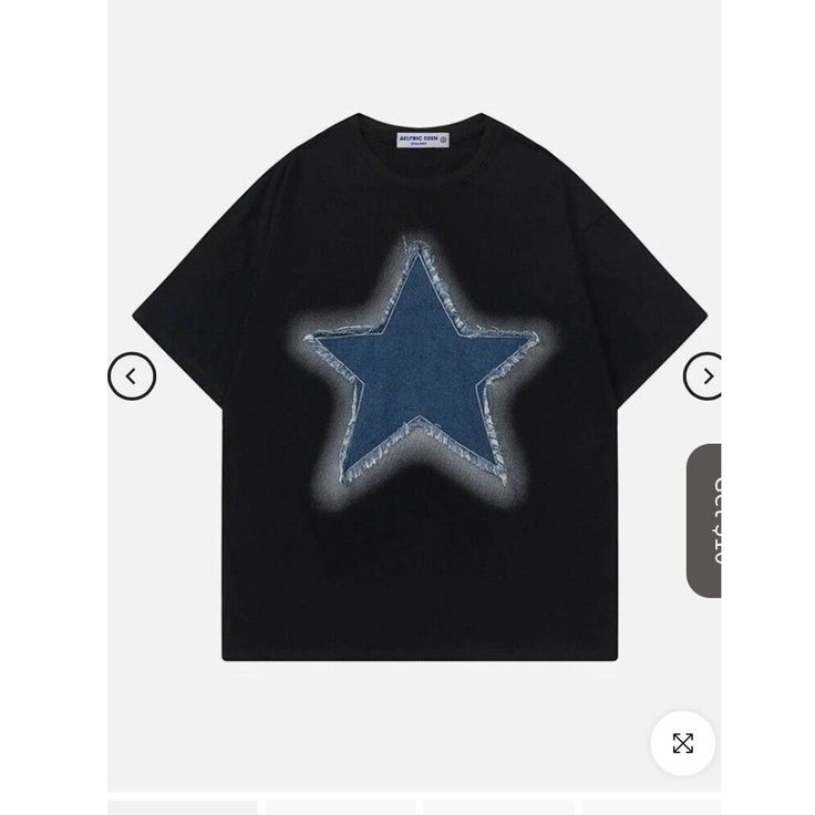 Add A Celestial Touch To Your Wardrobe With This Aelfric Eden Embroidery Denim Star Tee In Size M. The Crew Neck And Short Sleeves Offer A Comfortable Fit, While The Solid Pattern And Black Color Lend A Classic Look. Made With High-Quality Denim Fabric, This Regular Fit T-Shirt Is Perfect For Any Casual Occasion. The Star Embroidery Detail On The Front Adds A Unique And Trendy Element To The Design. Suitable For Men Of All Ages And Sizes, This T-Shirt Is A Great Addition To Any Clothing Collecti Trendy Black Top With Star Patch, Black Denim Short Sleeve Tops, Black Star Print Casual T-shirt, Black Cotton Top With Star Logo, Casual Black T-shirt With Star Logo, Black Casual T-shirt With Star Print, Oversized Black Denim Tops, Black Cotton Tops With Star Print, Black Cotton Top With Star Print