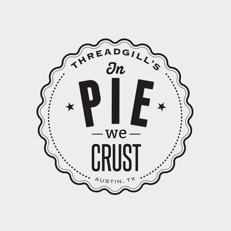 the logo for threadall's in pie we crust is shown on a white background