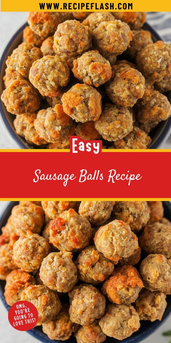 the recipe for sausage balls is shown here