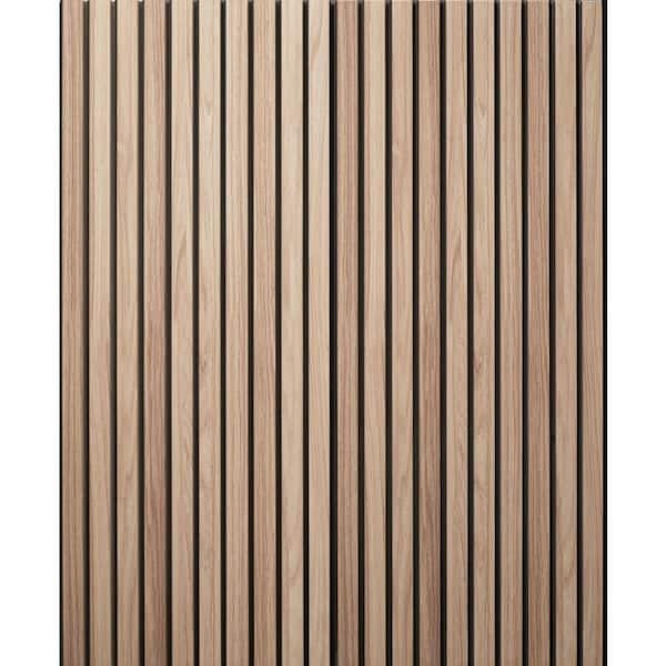 a wooden paneled wall with vertical slats