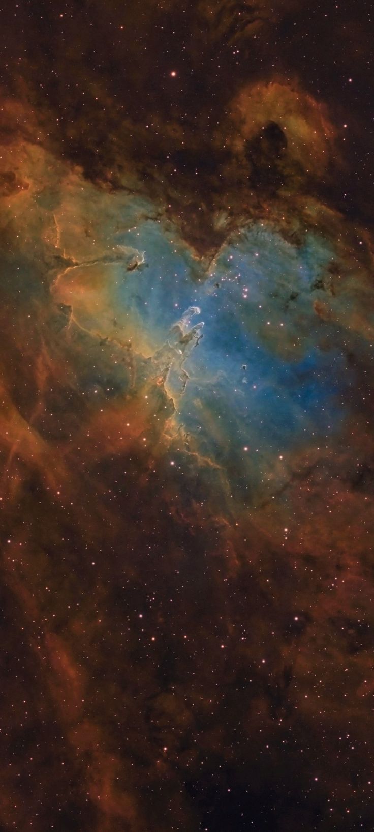 the heart shaped object is in the middle of the space, surrounded by many stars