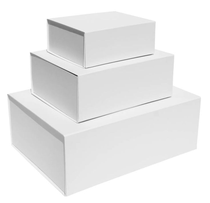 three white boxes stacked on top of each other